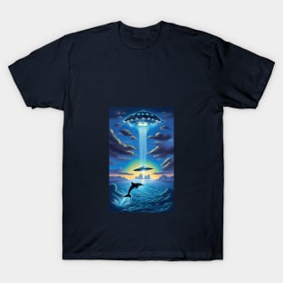 Dolphin and UFO T-Shirt